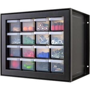 IRIS USA Small Drawer Organizer Storage, 16-Drawer Craft Cabinet for Screws Hardware Art Supplies Small Parts Nuts Bolts Nails Tool Container, Drink Packet and Water Flavor Packet Organizer, Black