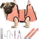 PatiencET Dog Grooming Hammock, Pet Grooming Hammock for Cats & Dogs with Security Strap, Dog Sling for Nail Trimming with Nail Clippers/Trimmer, Nail File, Pet Comb(S) (Orange)