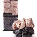 Kitsch Satin Hair Scrunchies for Women, Softer Than Silk Scrunchies for Hair - No Damage Satin Hair Ties, Ponytail Holders, 2pc (Blush/Charcoal) (2 Count (Pack of 1))