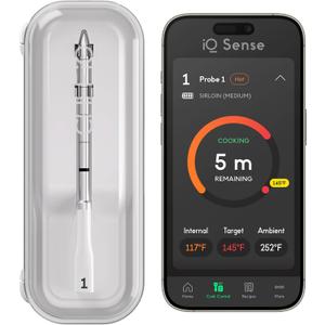 CHEF iQ Sense | Smart Wireless Meat Thermometer | Ultra-Thin Probe | WiFi Unlimited Range | 1000°F Heat Safe | 5 Sensors | BBQ, Grill, Oven, Smoker, Air Fryer | Gen3