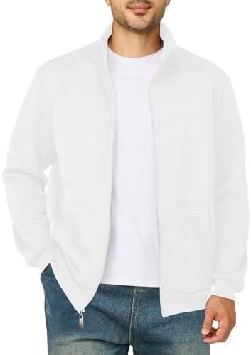 Men's Fleece Jacket Casual Zip up Lightweight Sweatshirts Athletic Outdoor Sweater Jackets with Pockets, XXXL