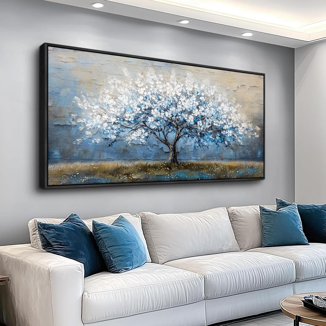 KELIYUAN Large Canvas Wall Decor For Living Room Black Framed Wall Art For Bedroom Wall Painting Abstract Tree Pictures Office Dining Room Decor Art Hotel Room Mural Home Decor Aesthetics 24"X48"