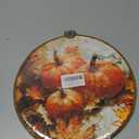 FUGWN Fall Pumpkin Maple Leaf Round Wall Art Decor Framed, Rustic Farmhouse Autumn Harvest Canvas Artwork Prints, Fall Pumpkin Wall Hanging Decorations for Home Bedroom Living Room, 10x10 Inch