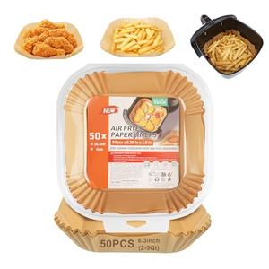 Air Fryer Liners, 6.3 Inch Air Fryer Parchment Paper Liners, Heat Resistant & Pre-Cut for Easy Clean, Fits 2-5Qt Air Fryer Baskets (6.3inch-50pcs)