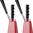 Cow Bells Noise Makers with Handle: Cowbells Hand Percussion for Sporting Events with Wrist Strap - 2pcs 8 Inch Large Loud Cheering Bell for Football Games Graduation (Red)