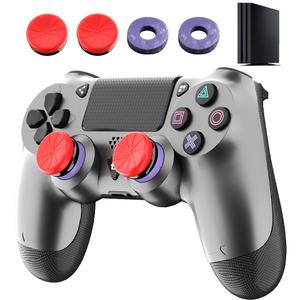 ThinTree Steel Black Wireless Controller Compatible for PS-4/Pro/Slim/PC, (Includes A Pair of Joystick Caps and Cushioning Pads), Dual Motor Vibration/Ergonomic Design/Motion Sensing/3.5mm Audio Jack