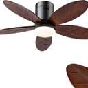 42" Tropical Flush Mount Ceiling Fan with Light 5 Solid Walnut Black