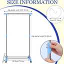 Fuyoooo Adjustable Pocket Chart Stand Stainless Steel Expandable Chart Stand with Casters Rolling Anchor Holder with 5 Rings for Classroom Home Educational Tools, Adjustable to 63 Inch(Blue), 35 to 63 Inches