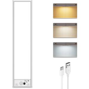 Under Cabinet Lighting Wireless,750LM Ultra-Bright Hand Wave Motion Sensor, 6000mAh Rechargeable Battery Longer Lasting Time Pantry Lights,3 Colors Dimmable Closet Light for Kitchen,Wardrobe,Stairs (1 Pack, White-12 Inch)
