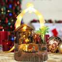 Vipush Christmas Manger Nativity Scene Decoration with LED Lights - Exquisite Holiday Display Featuring Mary, Joseph, Baby Jesus, and More