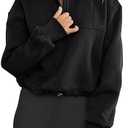 LEEDYA Womens Long Sleeve Half Zip Sweatshirts Oversized Casual Pullover Tops Fall Fashion Outfits 2025 Y2k Clothes (Medium, Dark Green)