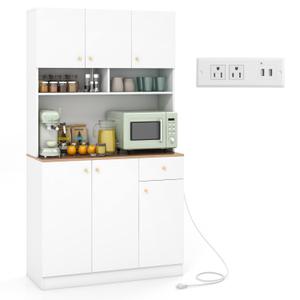 71" Tall Pantry Cabinet with Outlets for Dining Room