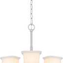 Tawson Nox 3-Light Chandelier Pendant Ceiling Light Brushed Nickle White Glass Shade Adjustable Height for Hallway, Entryway, Passway, Dining, Bedroom, Kitchen, Balcony Living Room