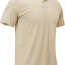 MAGCOMSEN Men's Polo Shirts Short Sleeve Cotton Pique Golf Shirt Casual Collared Shirt Lightweight Work Shirts with 3 Buttons (X-Large, Khaki)