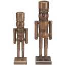 Wonderjune 2 Pack Christmas Wooden Nutcracker Traditional Christmas Decorations Nutcracker Figure Statue for Xmas Festive Holiday Tabletop Home Decor (Brown, 12 Inch, 14 Inch)
