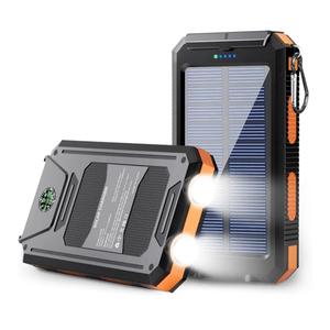 Solar Power Bank - 36800mAh Solar Phone Charger, USB-C QC3.0 Fast Charger with LED Flashlight, IP65 Waterproof Portable Power Bank for Camping, Hiking Outdoor Activities, Orange