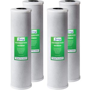 iSpring FC25BX4 High Capacity 4.5" x 20" Whole House Water Filter CTO Carbon Block, 4 Count (Pack of 1), White