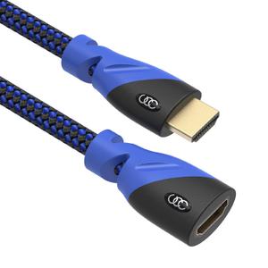 HDMI Extender Male to Female, Extension Cable ( 15 Feet ) High-Speed HDMI Cable (2.0b) 4k Resolution - Supports 3D, Full HD, 2160p, Audio Return Channel (Latest Version) HDCP 2.2 Compliant (Blue)