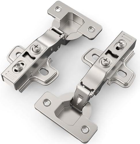 Chibery 26 Pack Full Overlay Soft Close Concealed Frameless Cabinet Hinges, Satin Nickel, 105°, Stop at Will 45-105 Degree, Self Closing, 3D Adjustment, Clip On, Stainless Steel for Cupboard Kitchen