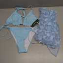 Blooming Jelly Womens 3 Piece Swimsuits Triangle Halter Thong Bikini Set Butterfly Bathing Suits Sarongs (X-Large, Light Sky Blue)