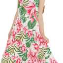 Girl Hawaiian Maxi Tiered Dress in Various Patterns (10 Years, Lotus and Orchid)