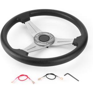 Racing Car Drifting Steering Wheel Replacement Universal Modified Accessory for Driver Experience Upgrade (Silver),Auto Interior and Exterior Modifiion