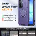 JAME for Samsung Galaxy A17/A16 5G Case, Ring Holder Stand, Slide Camera Cover, 2 Pack Screen Protectors, Dual-Layer Shockproof Protective, Magnetic Accessory Friendly Galaxy A16/A17 4G Case, Purple