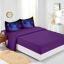 7PCS Purple Comforter Sets Queen,Girls Galaxy Comforter Queen,Girls Bed Sets Queen,Bed in a Bag with Flat Sheet and Fitted Sheet,Pillowcases,Cushion Covers for Girl,Galaxy Bedding Sets, Queen-7pcs