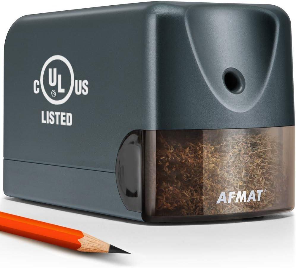 AFMAT Electric Pencil Sharpener, Heavy Duty Pencil Sharpeners for Classroom, Home, UL Listed Pencil Sharpener for 6.5-8mm No.2/Colored Pencils, 10000+ Sharpenings, Gray PS66