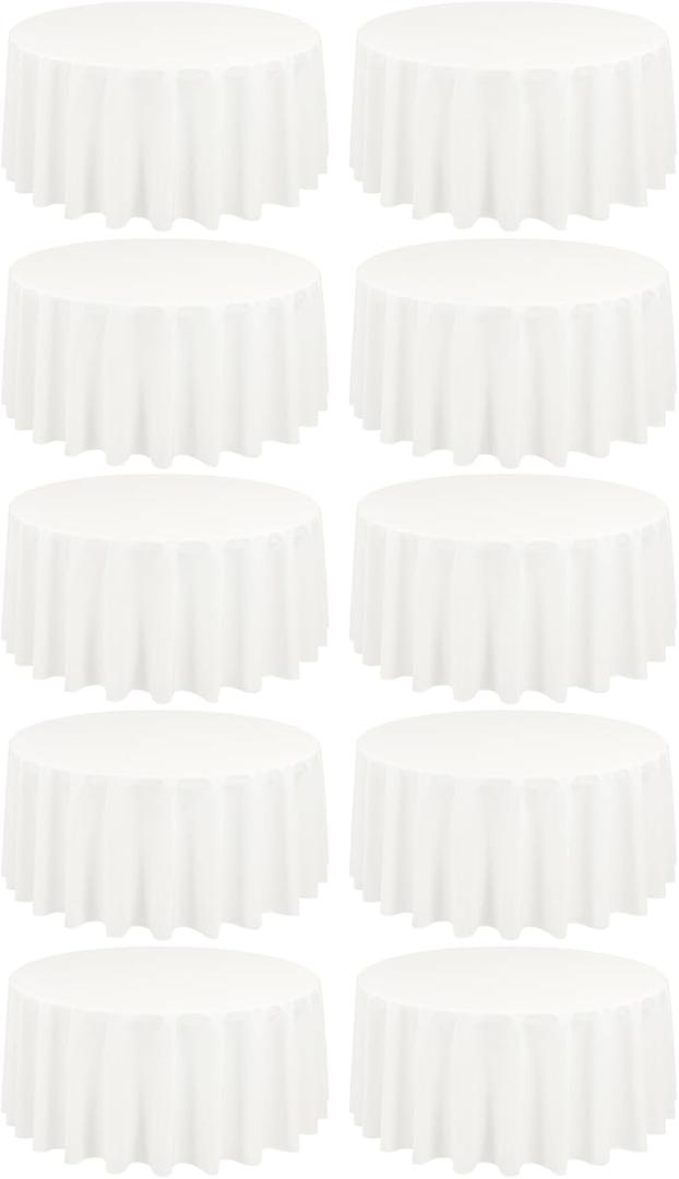 10 Pack Ivory Round Tablecloths - 90 Inch, Polyester Table Cover, Stain and Wrinkle Resistant Washable Fabric Table Cloths for Wedding Banquet Parties