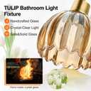 Bathroom Light Fixtures, 2-Light Brushed Gold Vanity Lights for Bathroom with Ribbed Amber Tulip Glass Shade, Vanity Lights Over Mirror for Bedroom, Living Room, Hallway