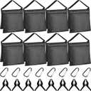 Hoteam 12 Sets Sandbag Outdoor Curtain Weighted Bags Sets with Spring Clamps, Hooks for Light Brackets, Heavy Photography Light Stand Tripod for Fixed Brackets Sports Outdoor Photo Video