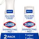 Clorox Disinfecting Mist, Eucalyptus Peppermint, Household Essentials, 1 Spray and 1 Refill, 16 oz Each