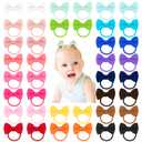 40pcs 1.6 Inches Baby Hair Ties with Bows Elastics Ponytail Holders Baby Bows Tiny Rubber Ribbon Hair Bands For Baby Girls Infants Hair Accessories