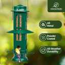 Kingsyard Squirrel Proof Bird Feeders with Weight-Activated Perches, Metal Wild Bird Feeder for Outdoors Hanging, 3 lb Large Seed Capacity, Green