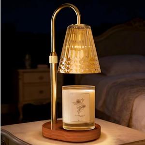 JZSSZQYY Candle Warmer Lamp with Timer, 4-Levels Dimmable Electric Wax Melter, Adj.Height for Jar Candles, Mother's& Father's&Christmas Day&Birthday Gift Ideas for Women/Friends/Wife (Gold)