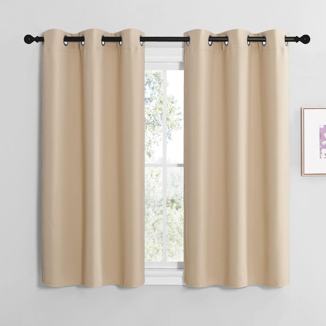 NICETOWN Room Darkening Draperies Window Curtain Panels, Thermal Insulated Grommet Room Darkening Curtains for Bedroom (Biscotti Beige, 2 Panels, W42 x L48 -inch)