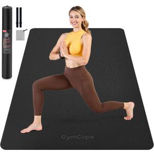Extra Large Yoga Mat  72"x48" or 78"x57", 1/4"1/2" Thick Mat for Women & Men, TPE Non-Slip Pilates Mat for Home Gym, Yoga, Stretching, Meditation (6mm, Black)