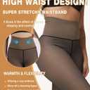 MERYLURE High Waist Fleece Lined Tights Women Skin Tone, Fake Translucent Winter Warm Pantyhose Thick Thermal Leggings (Black, S)