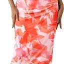 PRETTYGARDEN Women's Summer Wedding Guest Dress Strapless Tube Top Maxi Bodycon Long Floral Mesh Beach Vacation Party Dresses (Medium, Print Light Orange)