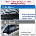 Side Window Wind Vent Deflector fit for 2009-2020 Dodge Journey, 4pcs Outside Mount Style Tape-On Rain Guards Set, Dark Smoke Nice Window Visor 94072
