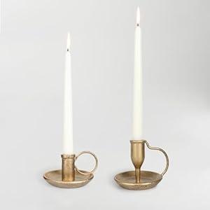 Iron Taper Candle Holder Set of 2 Antique Brass Candlestick Holders Vintage Decorative Candles Stand for Wedding Party Decoration Dinning Table Housewarming Gift