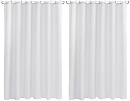 Nasitos Extra Long Fabric Shower Curtain Liners 2 Pack - W72 x H84 - Water Resistant Cloth Shower Curtains with Magnets, Soft Hotel Quality, Machine Washable (White, Magnets Included)