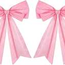 2 Pcs Large Pink Coquette Bow for Backdrop 27.6 x 21.7 Inches Big Pink Bows Room Wall Decor Giant Ribbon Tie Hanging Gift for Birthday Bachelorette Party Girl Baby Shower Bridal Shower Wedding