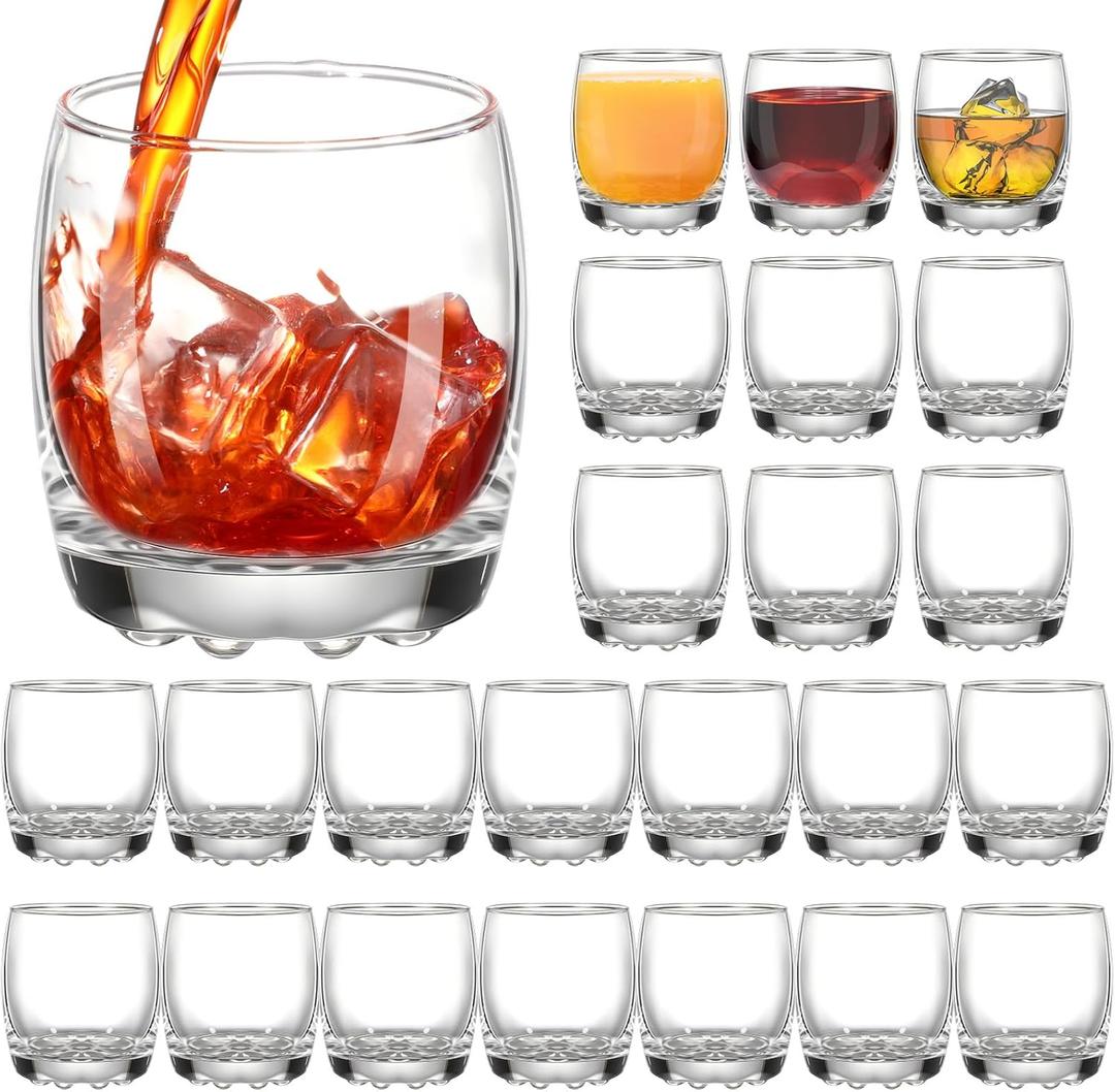 24 Pcs 6 oz Stemless Clear Wine Glasses Glass Cups Recyclable Drinking Glasses for Red or White Wine Cocktail Supplies Party