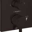 hansgrohe Ecostat Modern Pressure Balance Shower Valve Trim with Diverter in Matte Black, 15862671