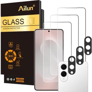 Ailun Glass Screen Protector for Galaxy S25 Edge [6.7 Inch] 3 Pack + 3 Pack Camera Lens Tempered Glass Fingerprint Unlock Compatible 0.25mm Anti-Scratch Case Friendly Clear - HD (Transparent)