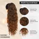 Flufymooz Ponytail Extension, 26 Inch Drawstring Ponytail Hair Extensions for Women Long Curly Wavy Pony Tail Natural Wavy Synthetic Hairpiece for Women Daily Use party (26 Inch Almond Brown)