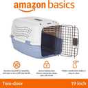 Amazon Basics 2-Door Top-Load Hard-Sided Pet Travel Carrier for Cats and Small Dogs, 19" L x 12.6" W x 10" H, Gray & Blue