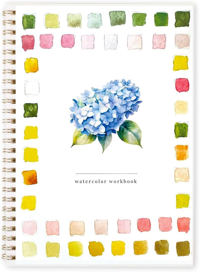 Flowers Watercolor Workbook Beginner Friendly Sketched Illustrations, Lay Flat Spiral Pages Watercolor Paper